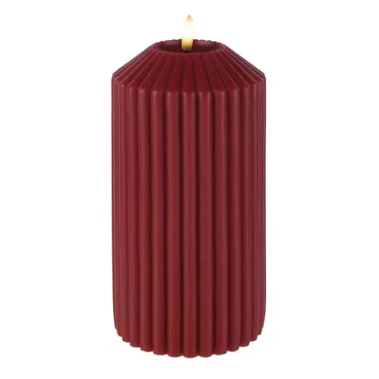8" Ribbed Wax LED Pillar Candle by Ashland&reg; Maroon {3}