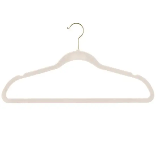 Simplify Super Slim Velvet Hangers with Gold Hook, 10ct. Pearl White {3}