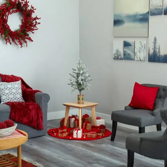 2.5ft. Unlit Flocked Christmas Artificial Christmas Tree {7}