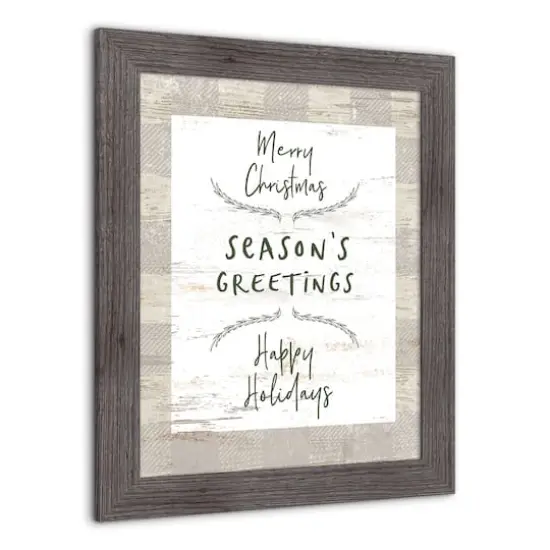 Gray Buffalo Check Holiday Phrases Print in Western Gray Frame {4}