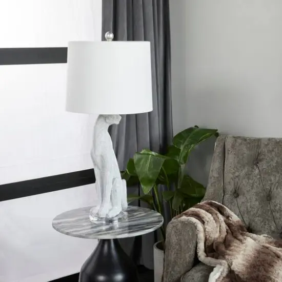 29" Polystone Glam Leopard Table Lamps, 2ct. White {3}