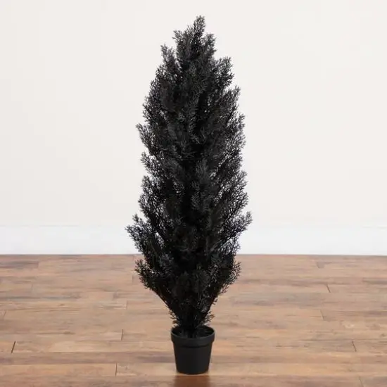 4ft. UV Resistant Artificial Halloween Black Cedar Tree (Indoor/Outdoor) {6}
