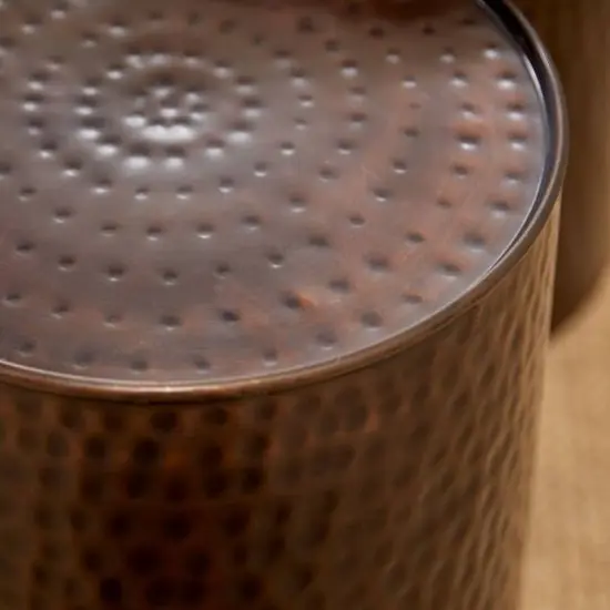 Brown Metal Industrial Accent Table Set {10}
