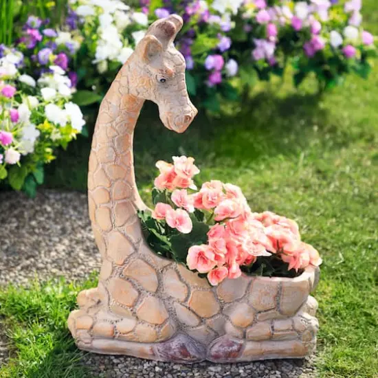 17" Giraffe Outdoor Ceramic Garden Planter {3}