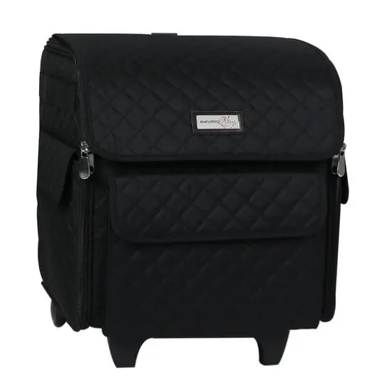 Everything Mary Black Quilted Serger Machine Rolling Storage Case {1}