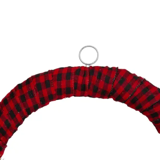 24" Red And Black Buffalo Plaid And Berry Artificial Wreath {5}