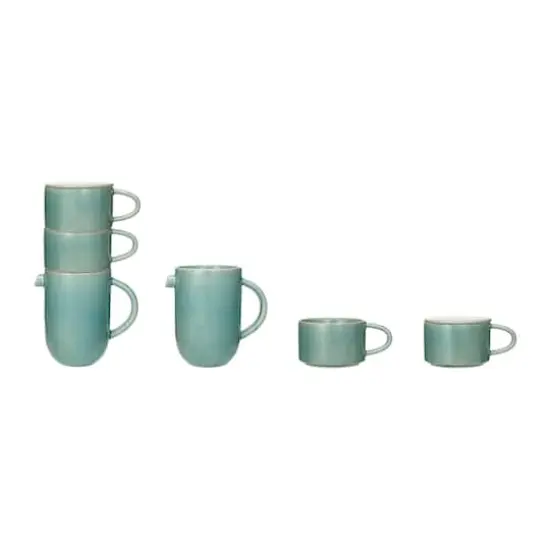 Hello Honey® Aqua Stoneware Pitcher with Stackable Mugs & Lid Set {1}