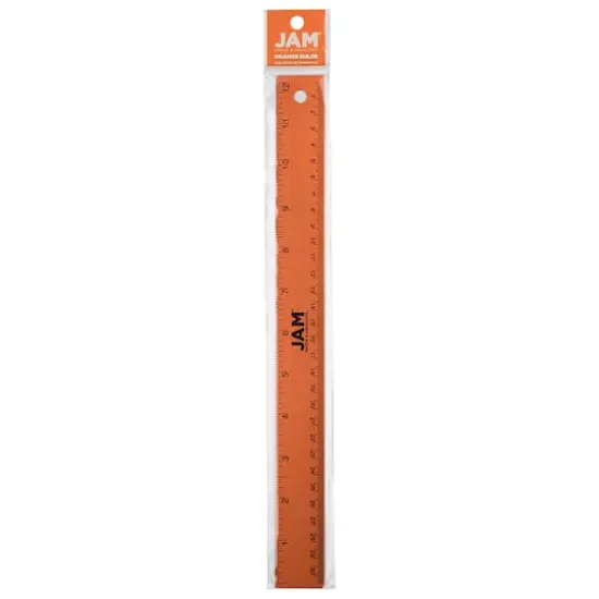 JAM Paper Metallic Stainless Steel Ruler Orange {4}