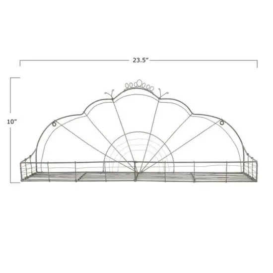 Hello Honey&reg; 23.5" Silver Wire Scalloped Wall Shelf {3}