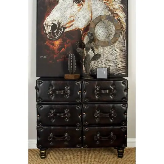 32" Black Faux Leather & Cedar Traditional Chest {4}