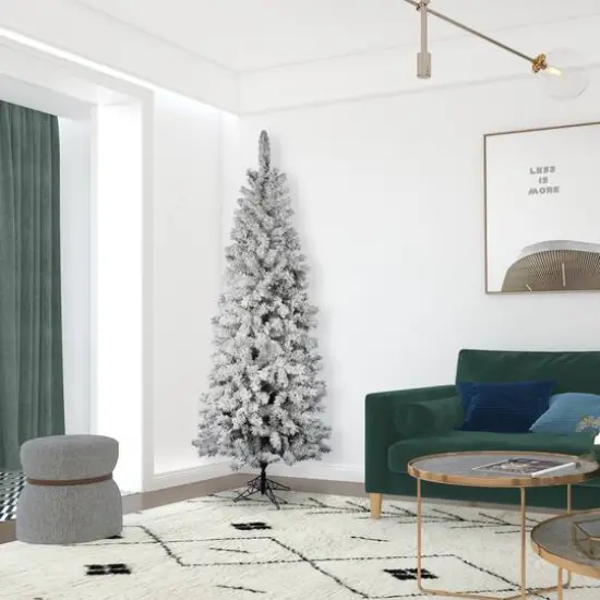 7.5ft. Unlit Flocked Pacific Pine Artificial Christmas Tree {3}