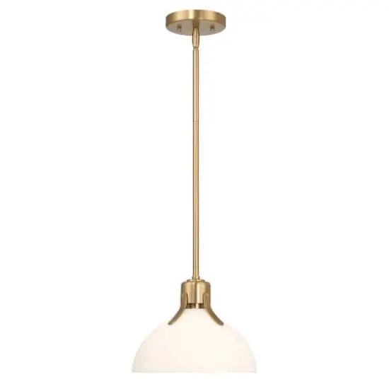Hello Honey&reg; Delano Gold & White Industrial Metal & Etched Glass Ceiling Light {9}