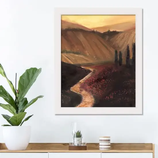 Tuscan Valley Path White Framed Print {3}