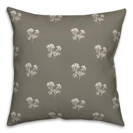 18" Small Blooms Indoor/Outdoor Pillow Taupe {1}