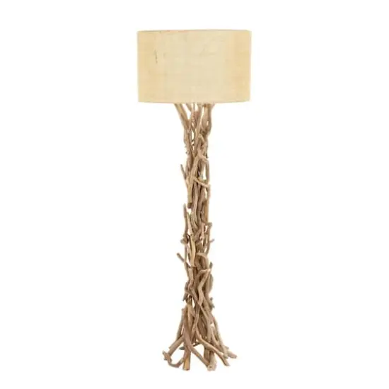 Beige Wood Rustic Floor Lamp, 62" x 22" x 22" {1}