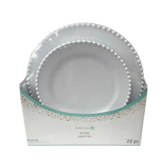 White Beaded Lunch & Dinner Plate Set, 20ct. by Celebrate It&trade; {1}