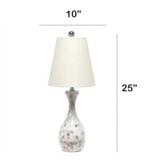Lalia Home 25" Curved Mosaic Seashell Table Lamp with Chrome Accents {4}