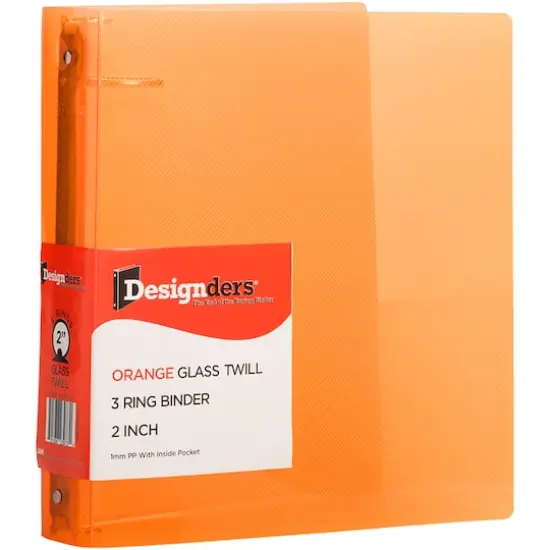 JAM Paper Designders® Plastic 2" 3 Metal Ring Binder with Inside Pocket Orange {1}