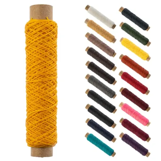 Gudebrod 0.018" 3 Ply Waxed Thread Bobbin, 75ft. Gold {1}
