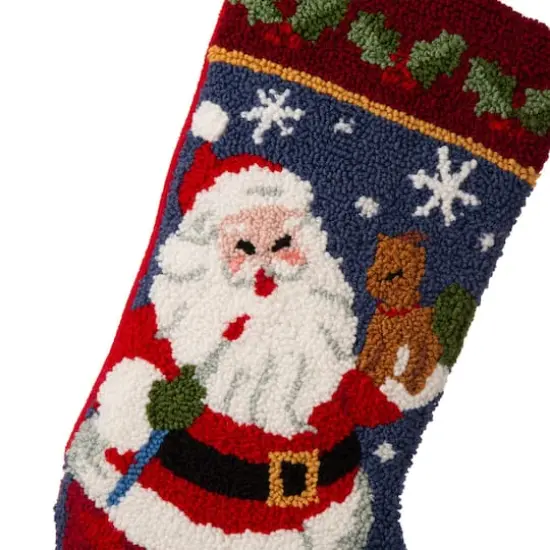 Glitzhome&reg; 19" Santa Hooked Stocking {4}