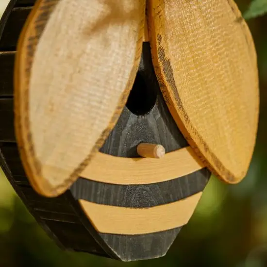Glitzhome&reg; 11.75" Distressed Wood Bee-Shaped Birdhouse {5}