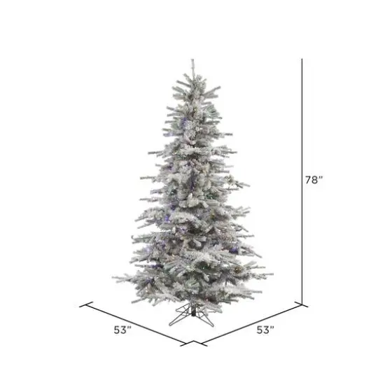 6.5ft. Pre-Lit Flocked Sierra Fir Artificial Christmas Tree, Multicolor LED Lights {5}