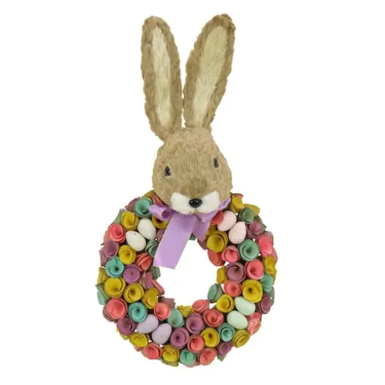 24" Bunny Head Topped Floral Wreath {1}