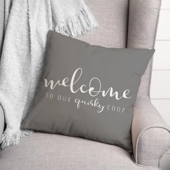 18" x 18" Quirky Coop Versatile Throw Pillow Gray {3}