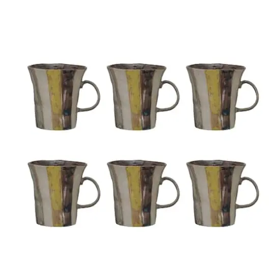 Hello Honey&reg; 16oz. Rustic Striped Stoneware Mugs, 6ct. {1}