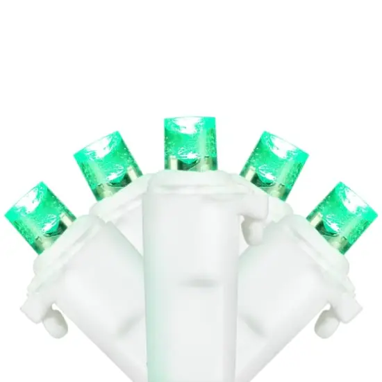 50ct. LED Wide Angle Christmas String Lights with White Wire Green {5}