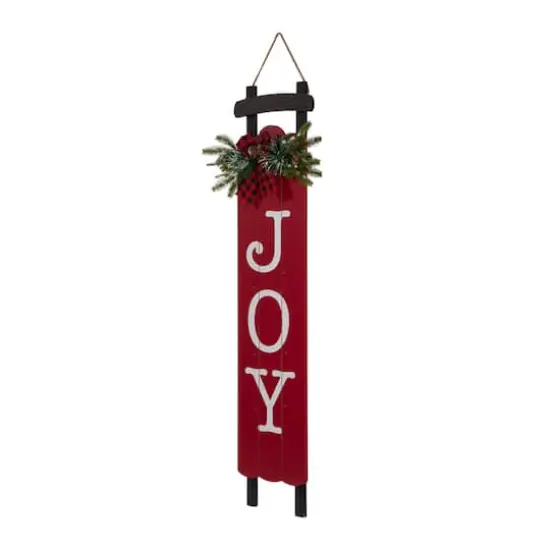 Glitzhome® 40" Lighted Wooden Sleigh JOY Porch Sign with Timer {8}