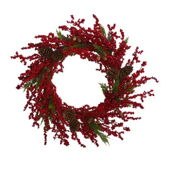 2.8ft. Cypress Berry & Pinecone Wreath {1}