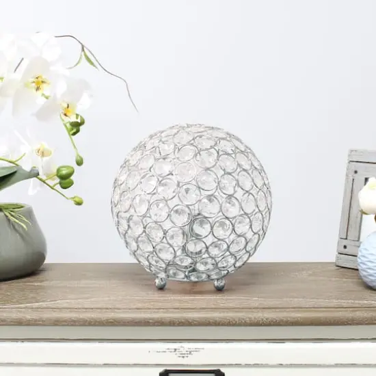 Lalia Home 8" Medium Metal Crystal Round Orb Table Lamp Chrome {6}