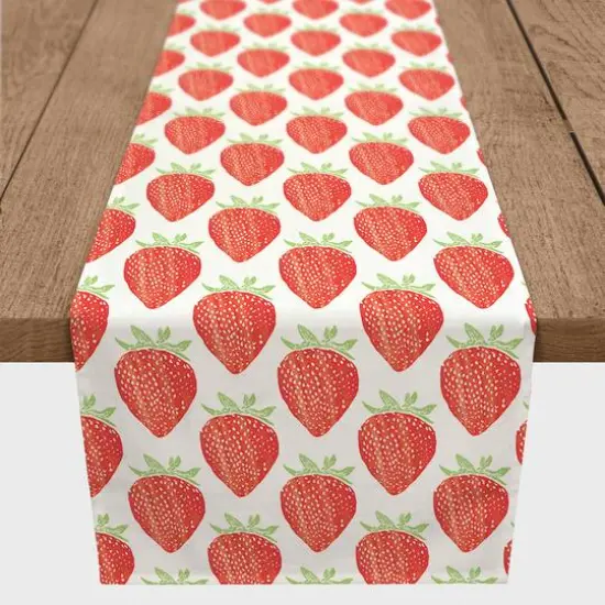 Watercolor Strawberries Indoor/Outdoor Table Runner {3}