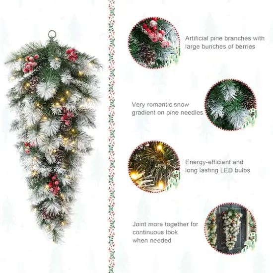 Glitzhome&reg; 3ft. Pre-Lit Pinecones & Berries Artificial Christmas Teardrop Swag {8}