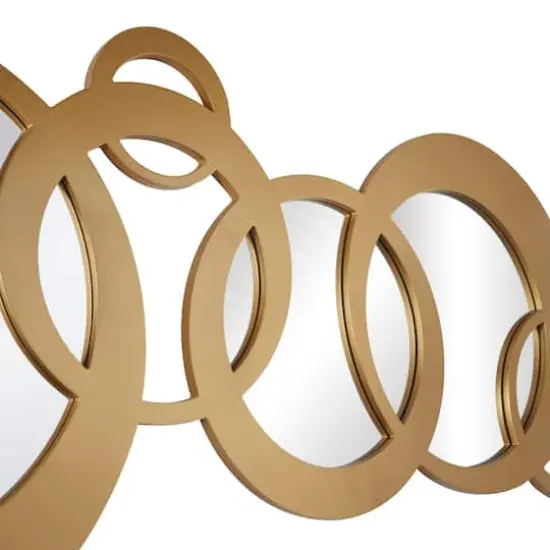 Gold Wood Circles Geometric Wall Mirror 56" x 1" x 23" {5}