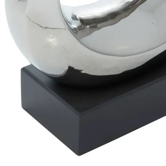 10" Silver Ceramic Modern Abstract Sculpture {7}