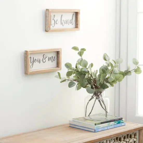 Set of 2 Brown Metal Farmhouse Sign Wall Decor, 12" x 6" {9}