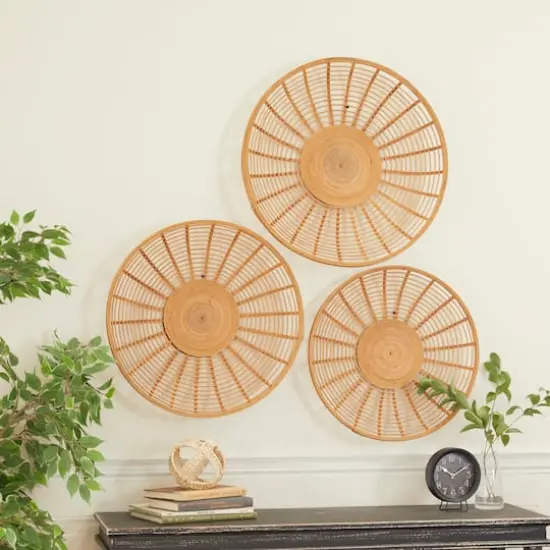 Set of 3 Brown Metal Boho Style Wall Decor 24", 22", 20" {8}