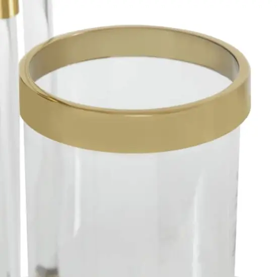 Gold Stainless Steel Contemporary Lantern, 18" x 11" x 11" {4}