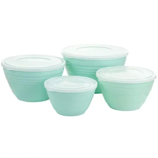 Martha Stewart Turquoise Plastic Bowl Set with Lids {1}