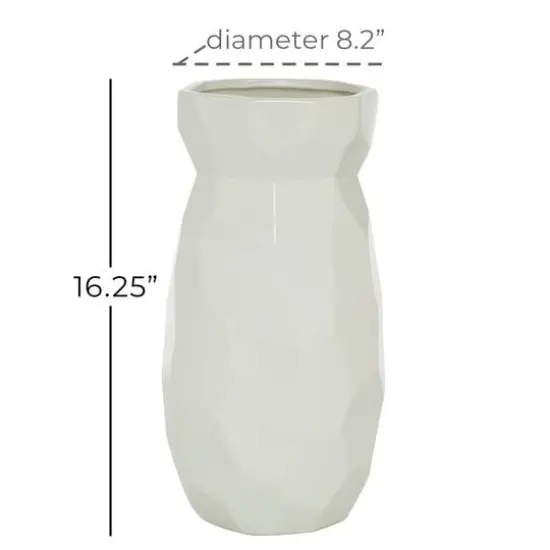 CosmoLiving by Cosmopolitan White Ceramic Modern Vase, 16" x 8" x 8" {6}