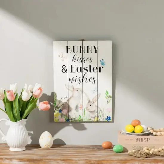 Glitzhome&reg; 18" Easter Wooden Bunny Wall D&eacute;cor {4}