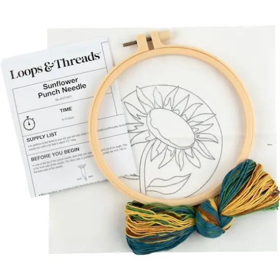 6" Sunflower Punch Needle Kit with Hoop by Loops & Threads&reg; {4}