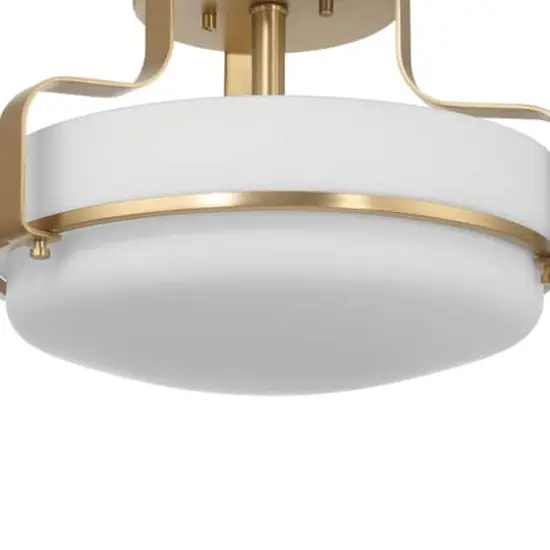 Hello Honey&reg; Chatsworth White & Gold Etched Opal Glass & Metal Semi-Flush Mount Ceiling Light {5}