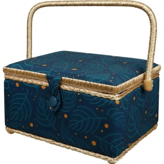 SINGER&reg; Large Leaf Print Sewing Basket with Travel Sewing Kit & Matching Zipper Pouch {5}