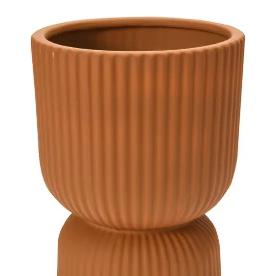 Hello Honey® 8" Latex Glaze Stoneware Pleated Footed Planter {4}
