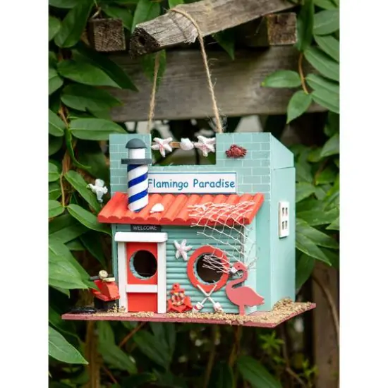 8.5'' Flamingo Paradise Birdhouse {6}