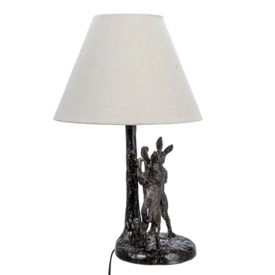 Hello Honey&reg; 18.5" Brown & Natural Bunny Rabbit Table Lamp with Linen Empire Shade {15}