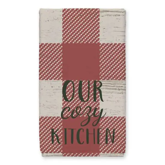 Our Cozy Kitchen Red Buffalo Check Tea Towel - Set of 2 {3}